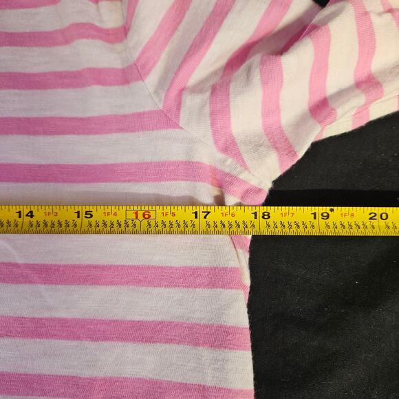J. Crew Pink and White Striped‎ Long Sleeve Shirt Size M Nautical Preppy Coastal - Picture 7 of 8
